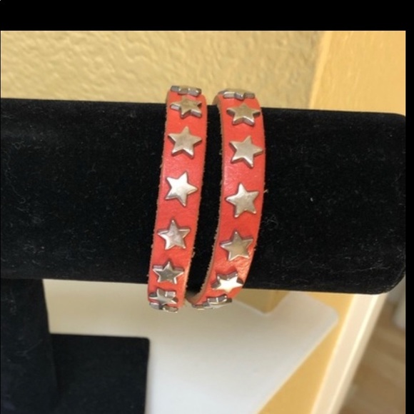100% Leather Wrap Bracelet Sterling Silver Stars - Picture 6 of 10